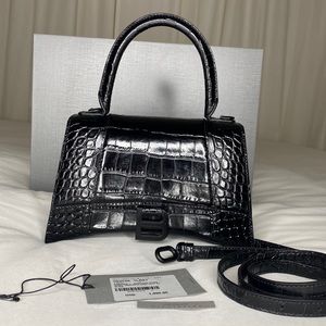 Balenciaga HOURGLASS black croc embossed excellent condition tag+box+dust bag